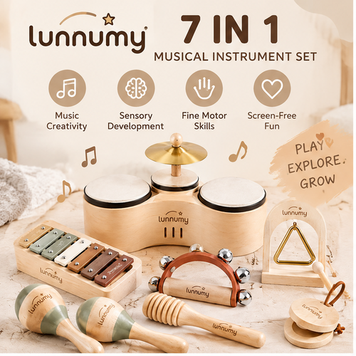 LUNNUMY® 7-in-1 Musical Instrument Set for Kids