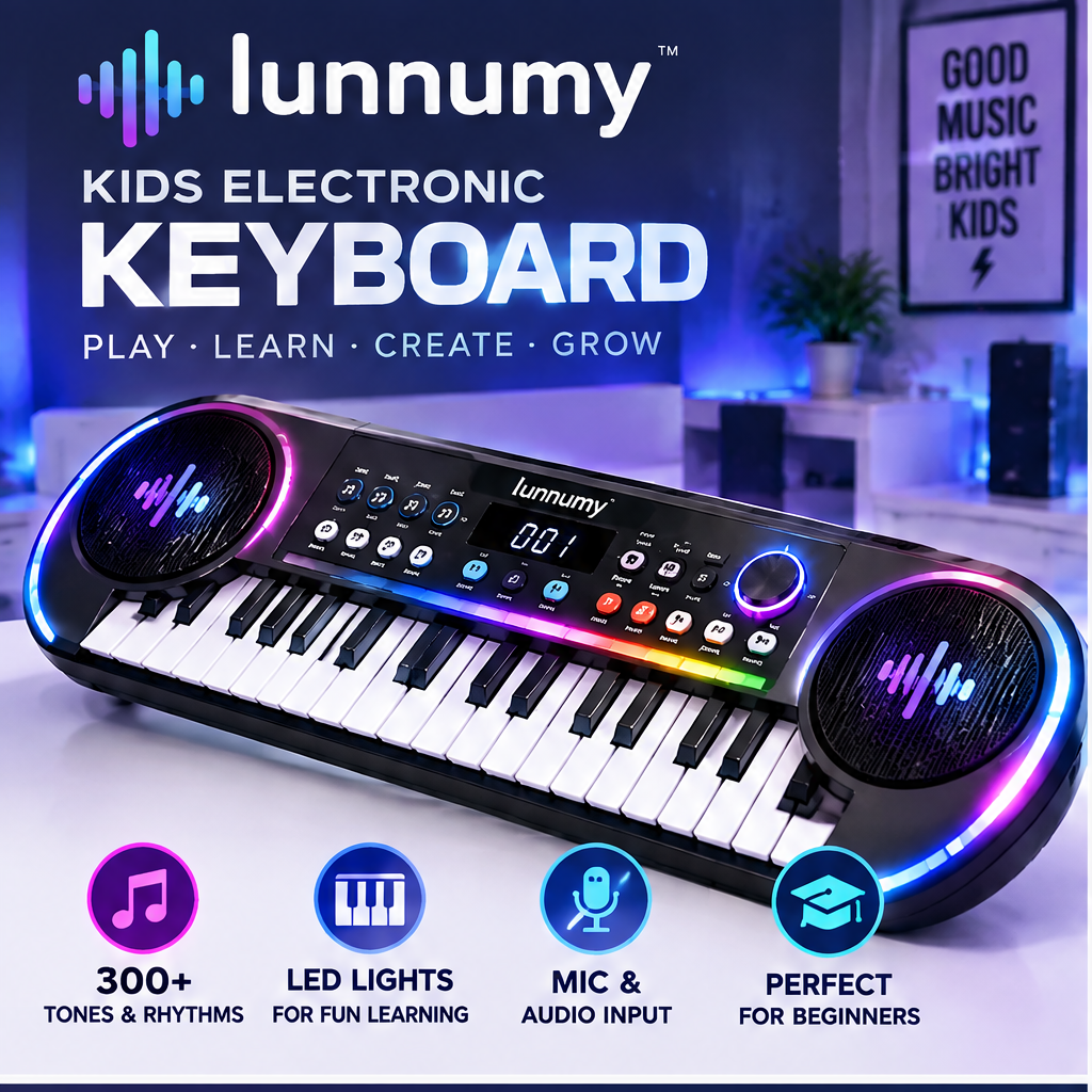 LUNNUMY® GlowTune Kids Electronic Keyboard