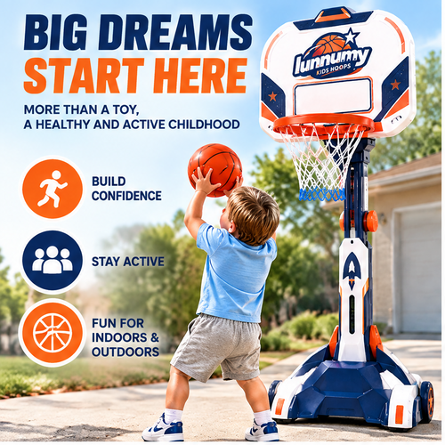 LUNNUMY® Big Dreams Adjustable Kids Basketball Hoop Set
