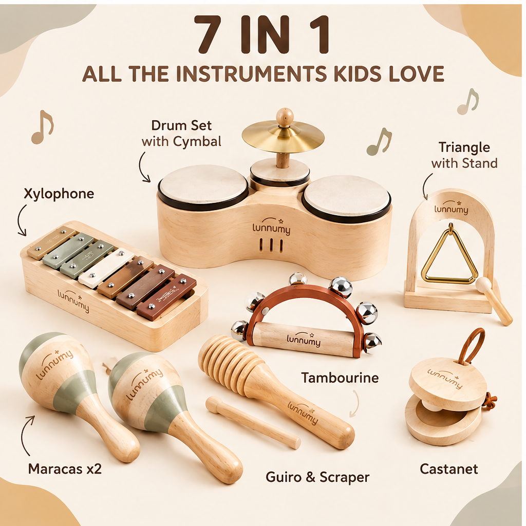 LUNNUMY® 7-in-1 Musical Instrument Set for Kids