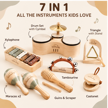 LUNNUMY® 7-in-1 Musical Instrument Set for Kids