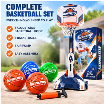 LUNNUMY® Big Dreams Adjustable Kids Basketball Hoop Set
