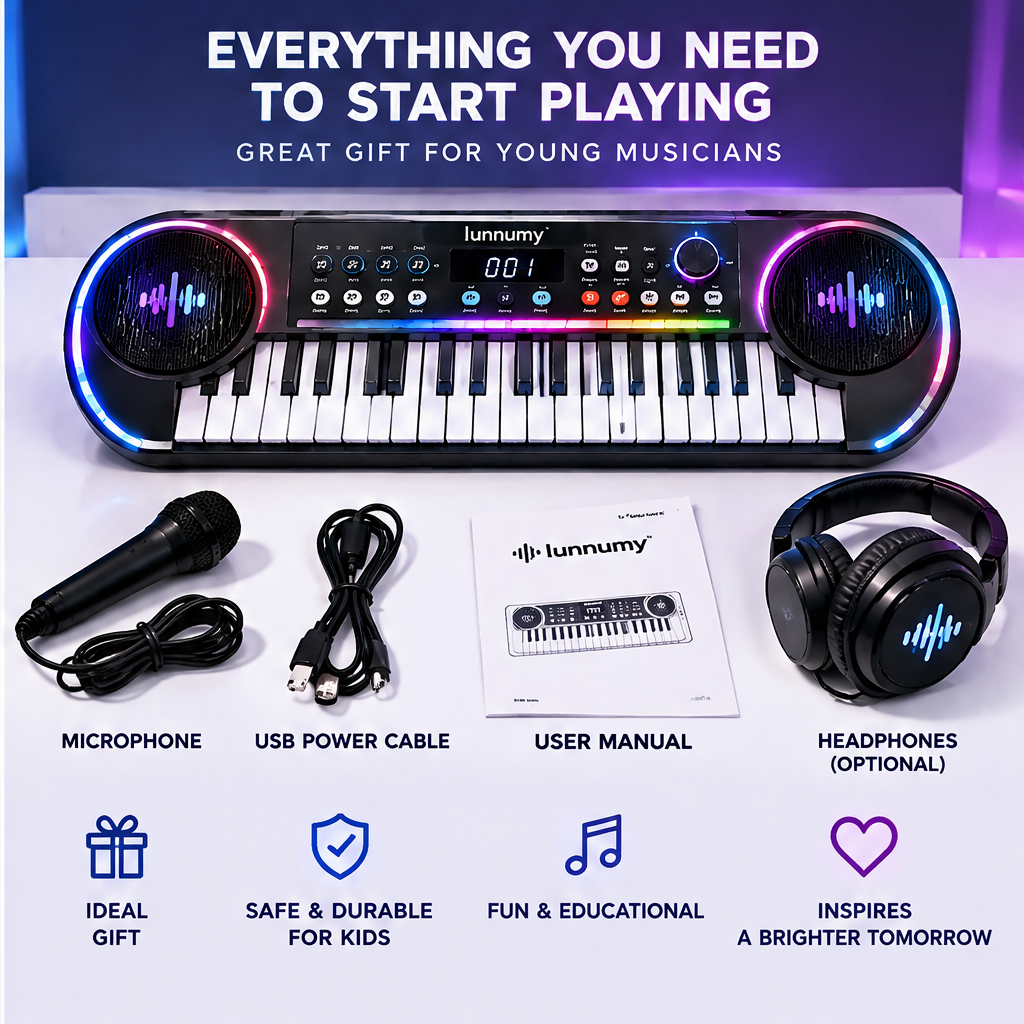 LUNNUMY® GlowTune Kids Electronic Keyboard